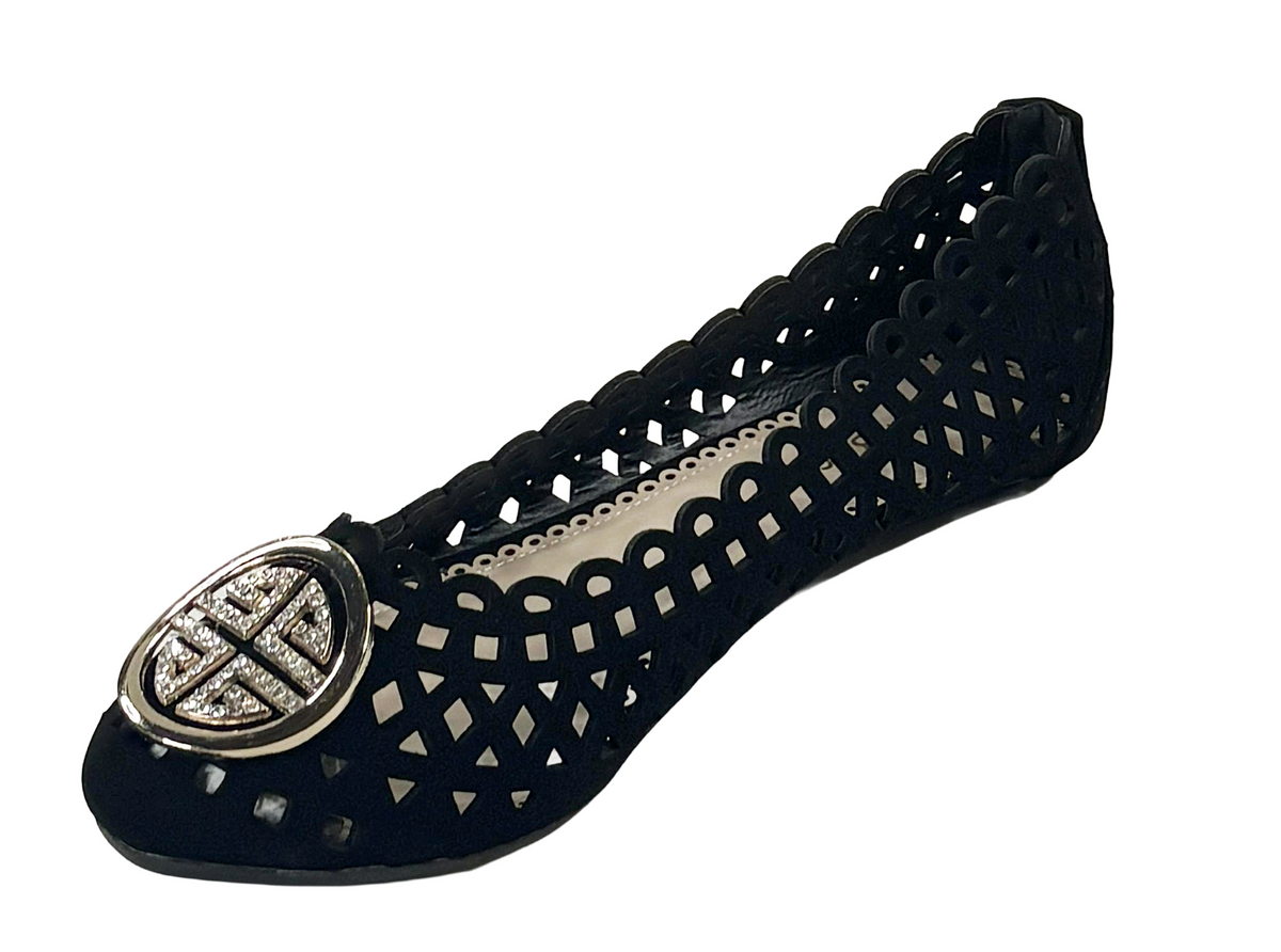 Bamboo Clore-25 Women’s Cutout Ballet Flats with Rhinestone Accent