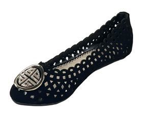 Bamboo Clore-25 Women’s Cutout Ballet Flats with Rhinestone Accent