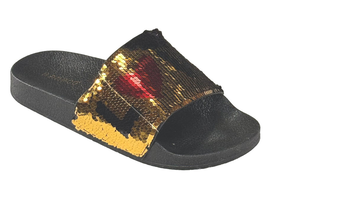 Bamboo Cozy-48S Women’s Sequin Slide Sandals – Open Toe Slip-On Comfort Slides