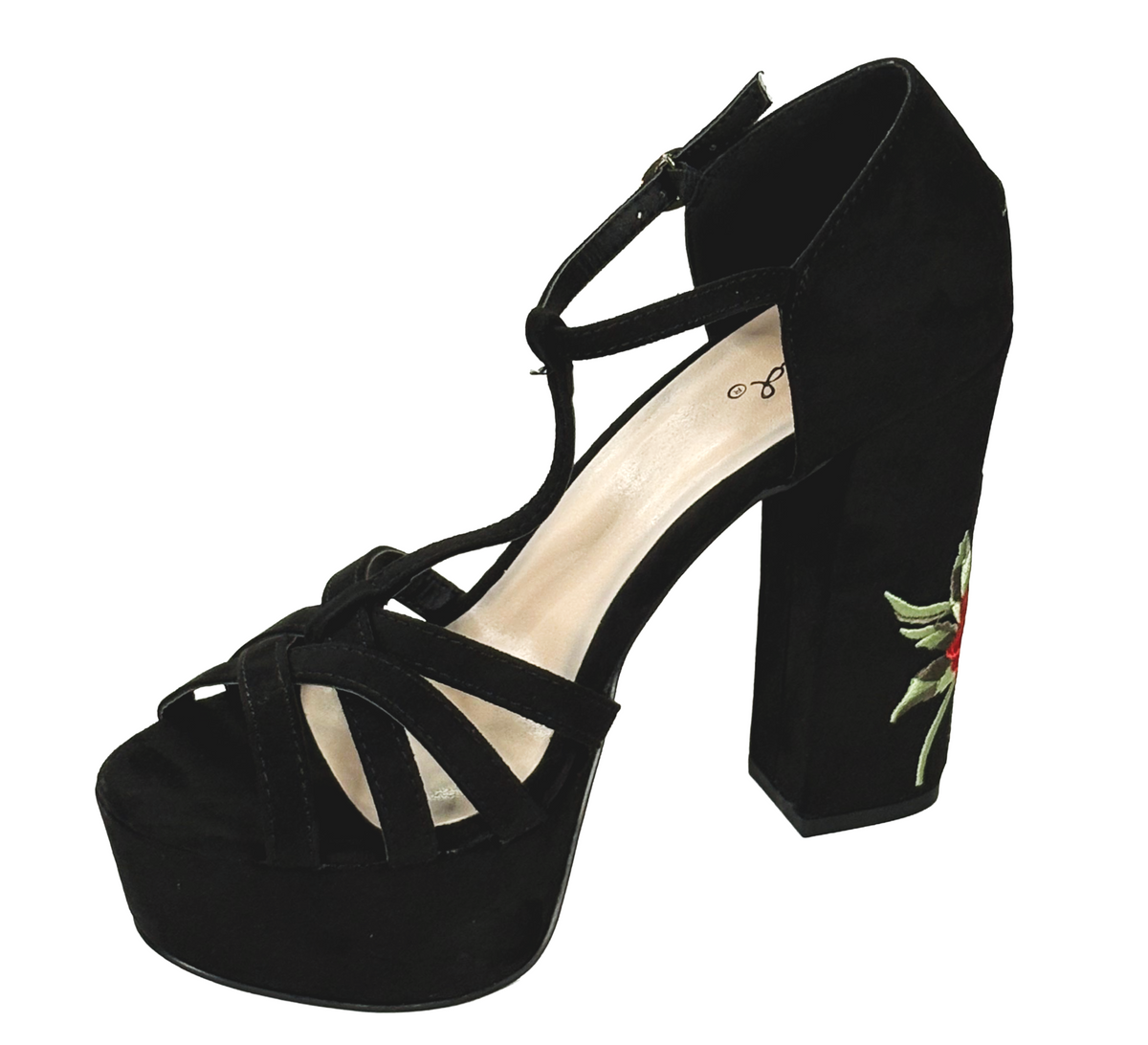 Qupid Crush-32 Women's Floral Embroidered Platform Heels