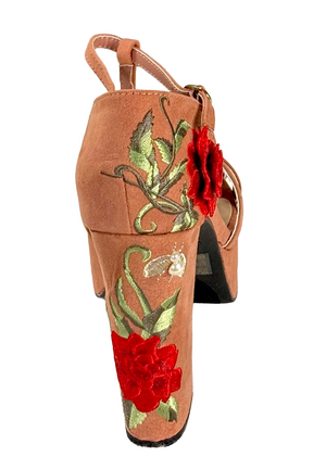 Qupid Crush-32 Women's Floral Embroidered Platform Heels