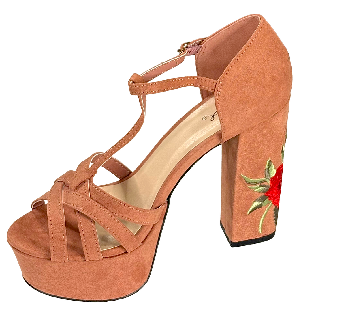 Qupid Crush-32 Women's Floral Embroidered Platform Heels