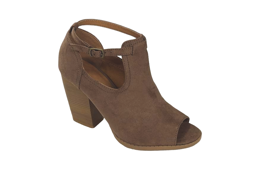 Qupid Georgia-01 Peep Toe Block Heel Sandal | Ankle Strap Chunky Heel Bootie