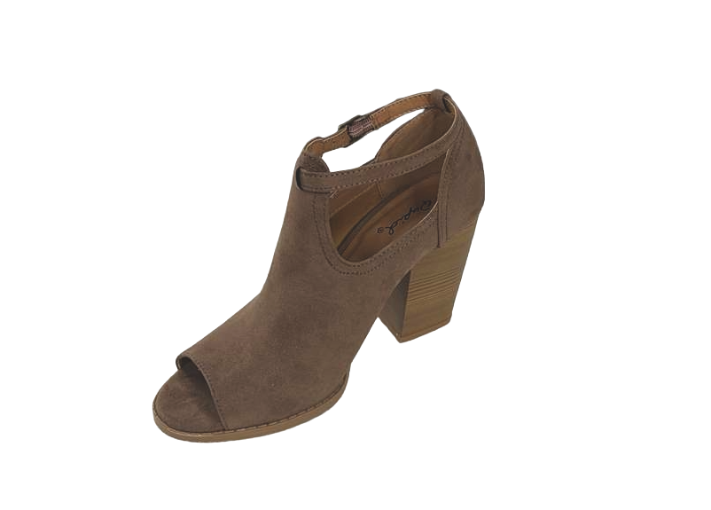Qupid Georgia-01 Peep Toe Block Heel Sandal | Ankle Strap Chunky Heel Bootie