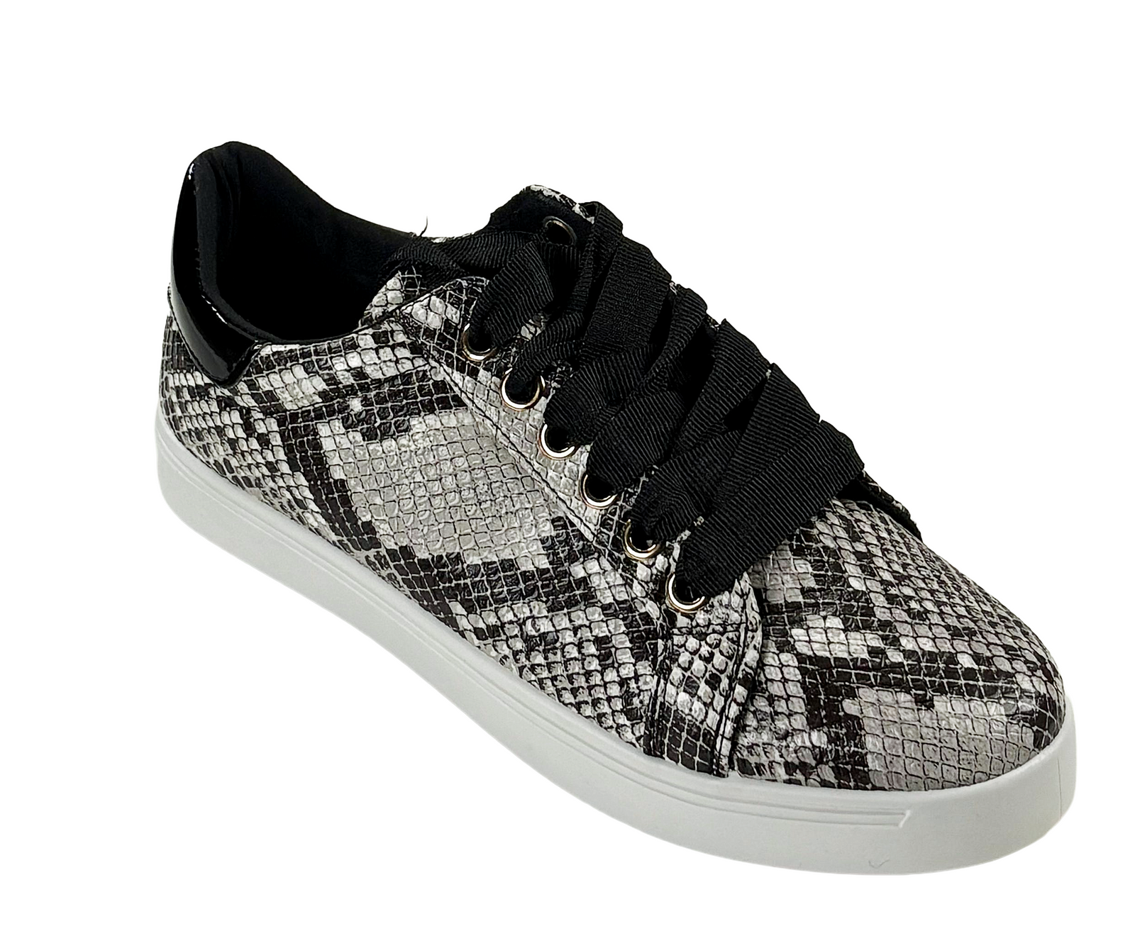 Bamboo Grandslam-36 Women Snake Print Lace Up Casual Sneakers