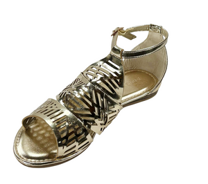 Bamboo Happiness-01S Women Metallic Gladiator Flat Sandals