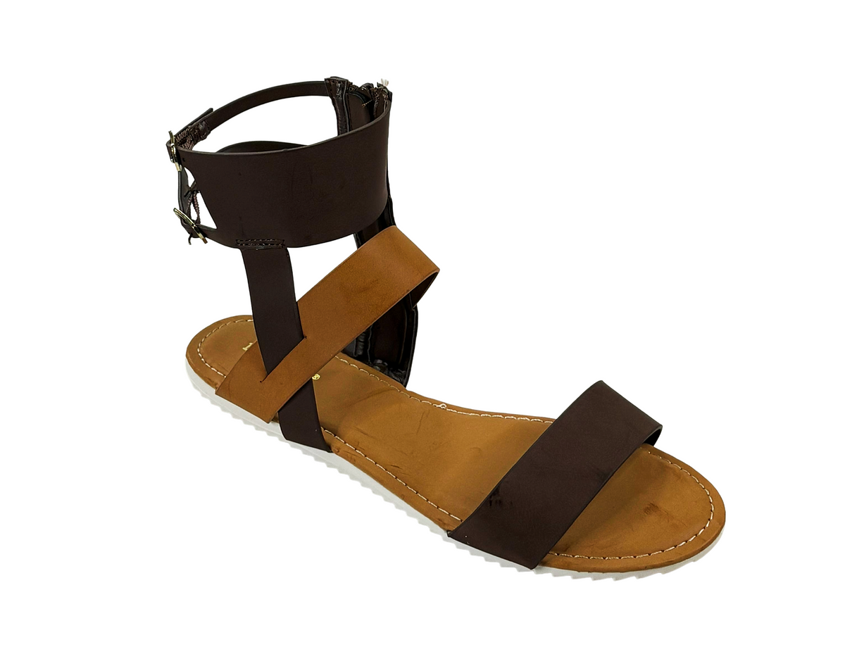 Bamboo Hearten-15 Women Gladiator Flat Sandals with Ankle Strap