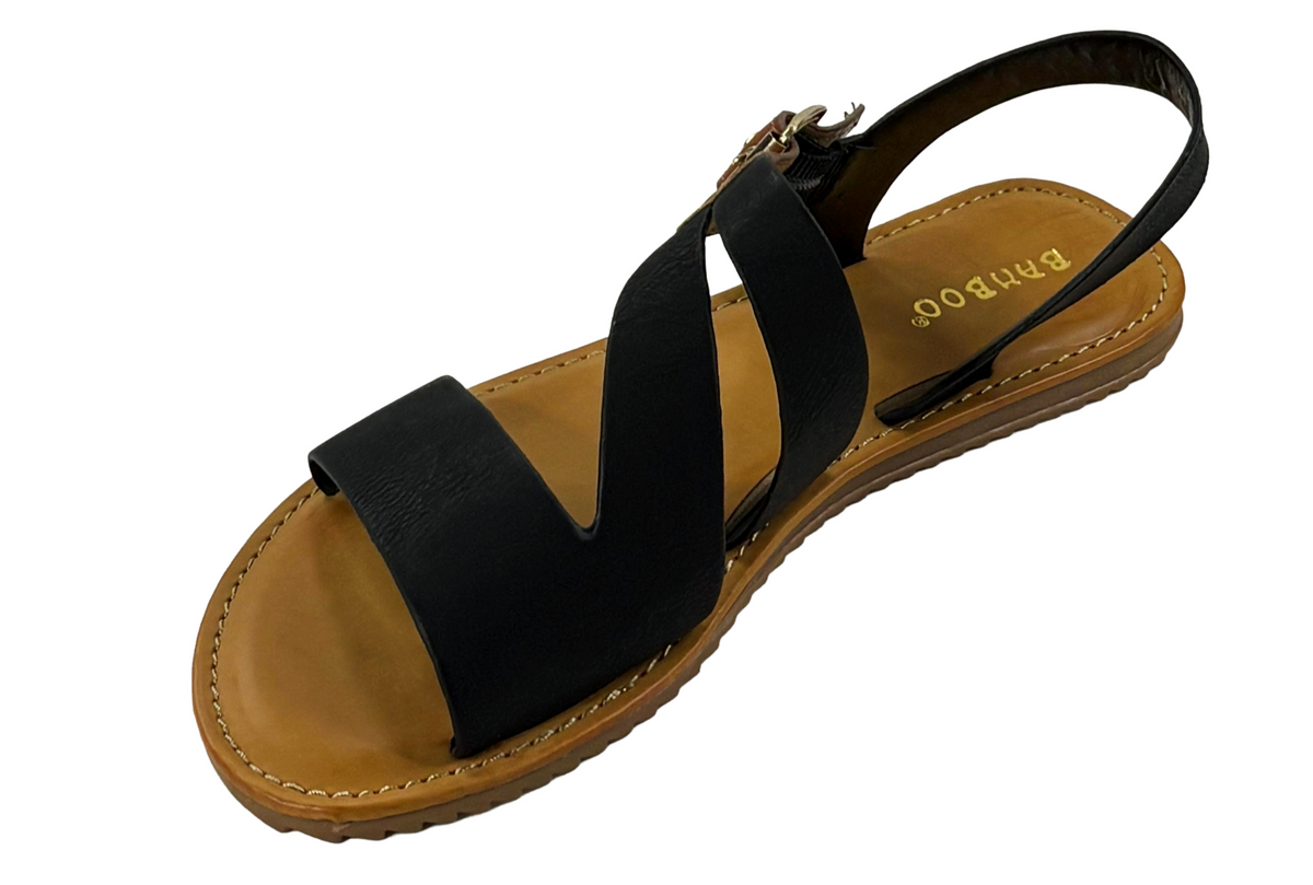 Bamboo Hearten-66S Women Gladiator Flat Sandals with Buckle Strap