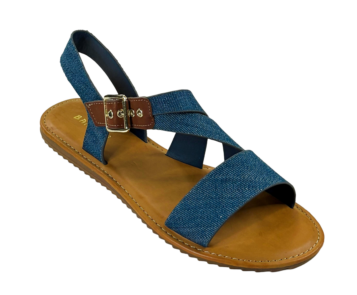 Bamboo Hearten-66S Women Gladiator Flat Sandals with Buckle Strap