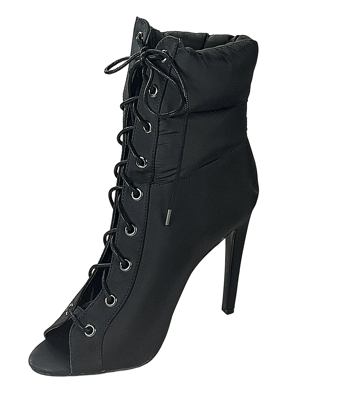 Qupid Interest-172 Women Peep Toe Lace-Up Ankle Boot Heels