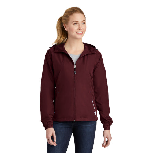 Sport-Tek Ladies Colorblock Hooded Raglan Jacket. LST76
