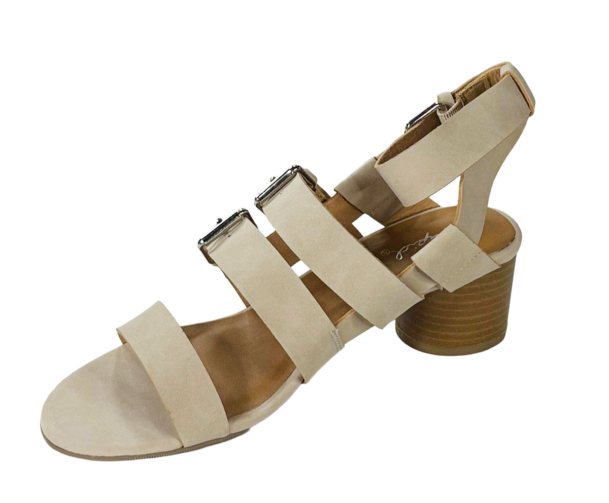 Qupid Lucille-12 Buckle Gladiator Sandals