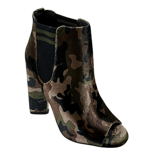 Qupid Lyra44 Women’s Camo Peep Toe Ankle Bootie High Heels