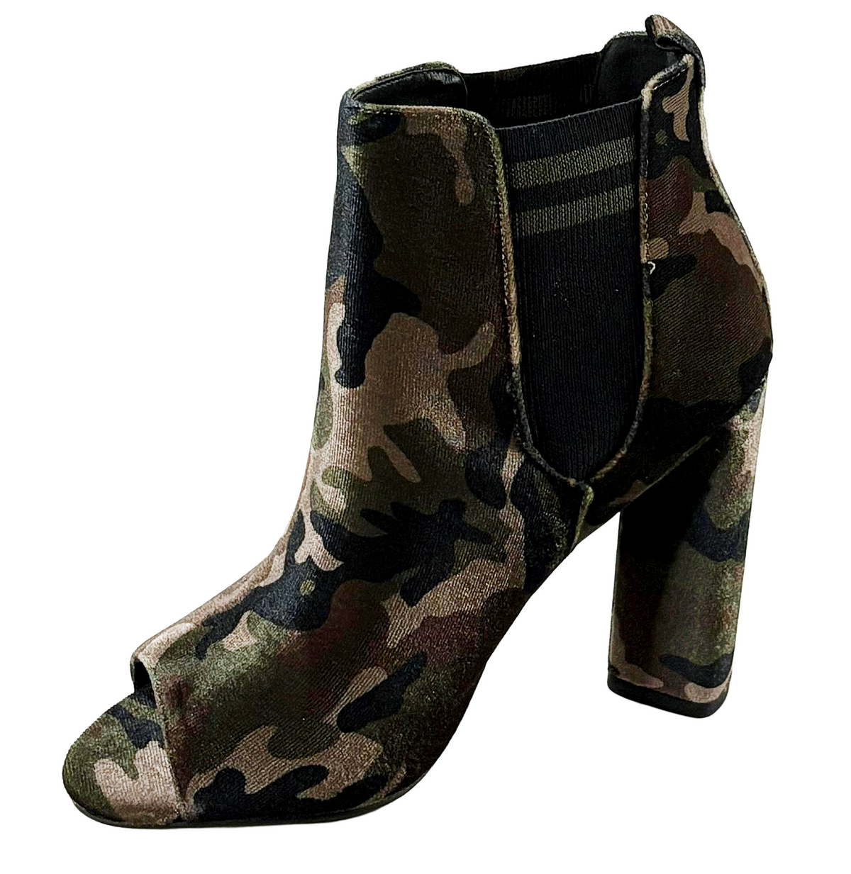 Qupid Lyra44 Women’s Camo Peep Toe Ankle Bootie High Heels