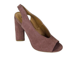 Qupid Lyra-50 Faux Suede Peep Toe Slingback Heels