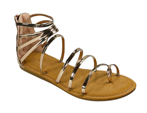 Bamboo Made-30 Women’s Metallic Gladiator Flat Sandals