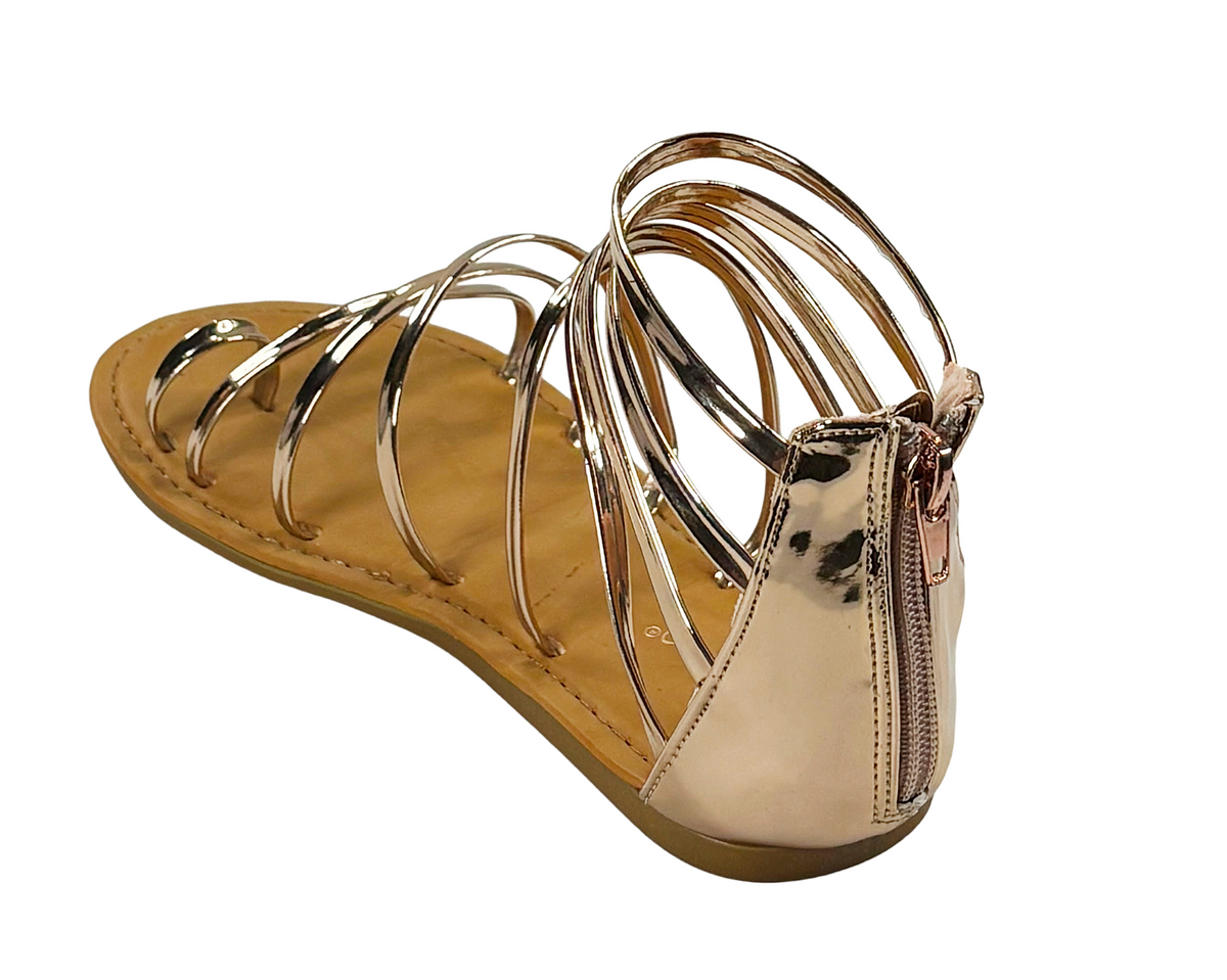 Bamboo Made-30 Women’s Metallic Gladiator Flat Sandals