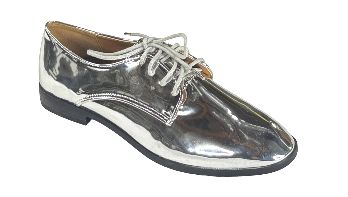 Qupid Malik-06 Women's Metallic Lace-Up Oxford Shoes