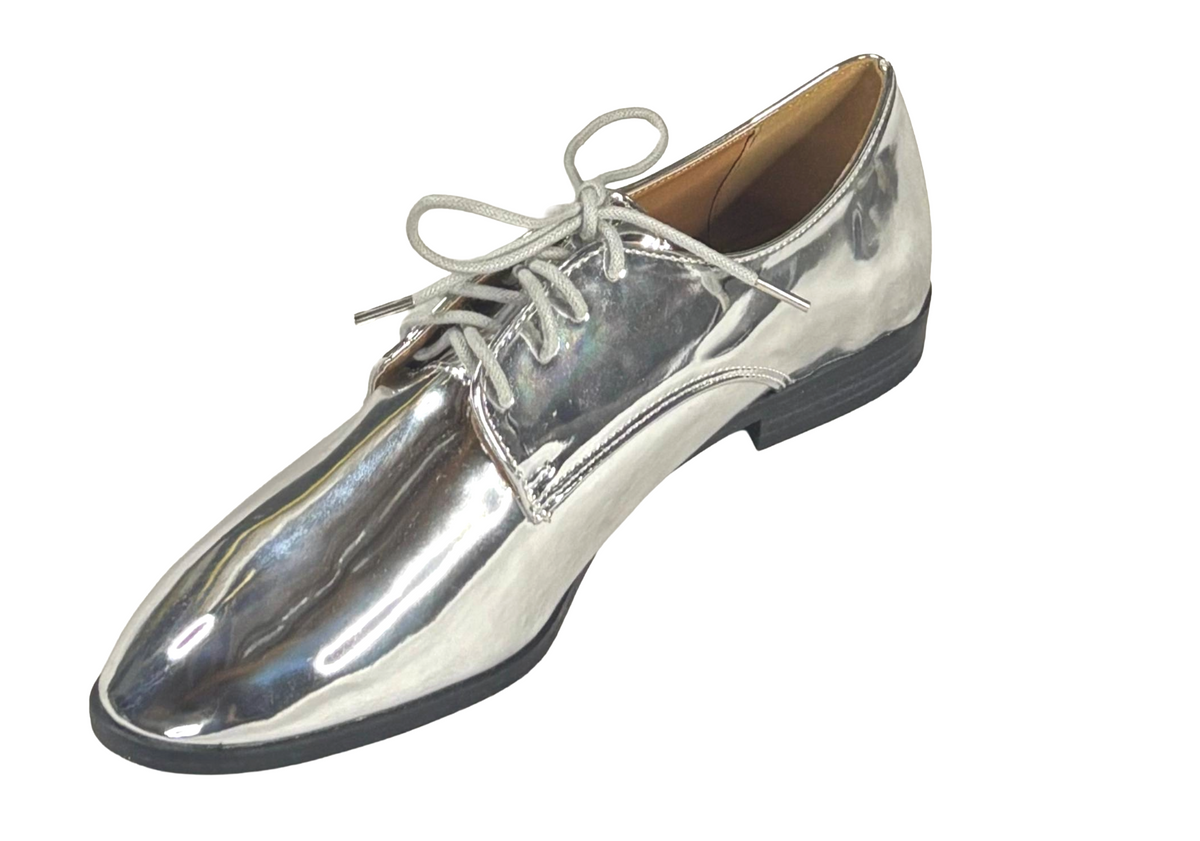 Qupid Malik-06 Women's Metallic Lace-Up Oxford Shoes