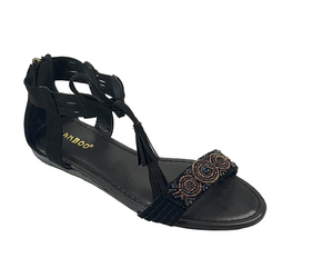 Bamboo Mason-34 Women’s Beaded Gladiator Flat Sandals