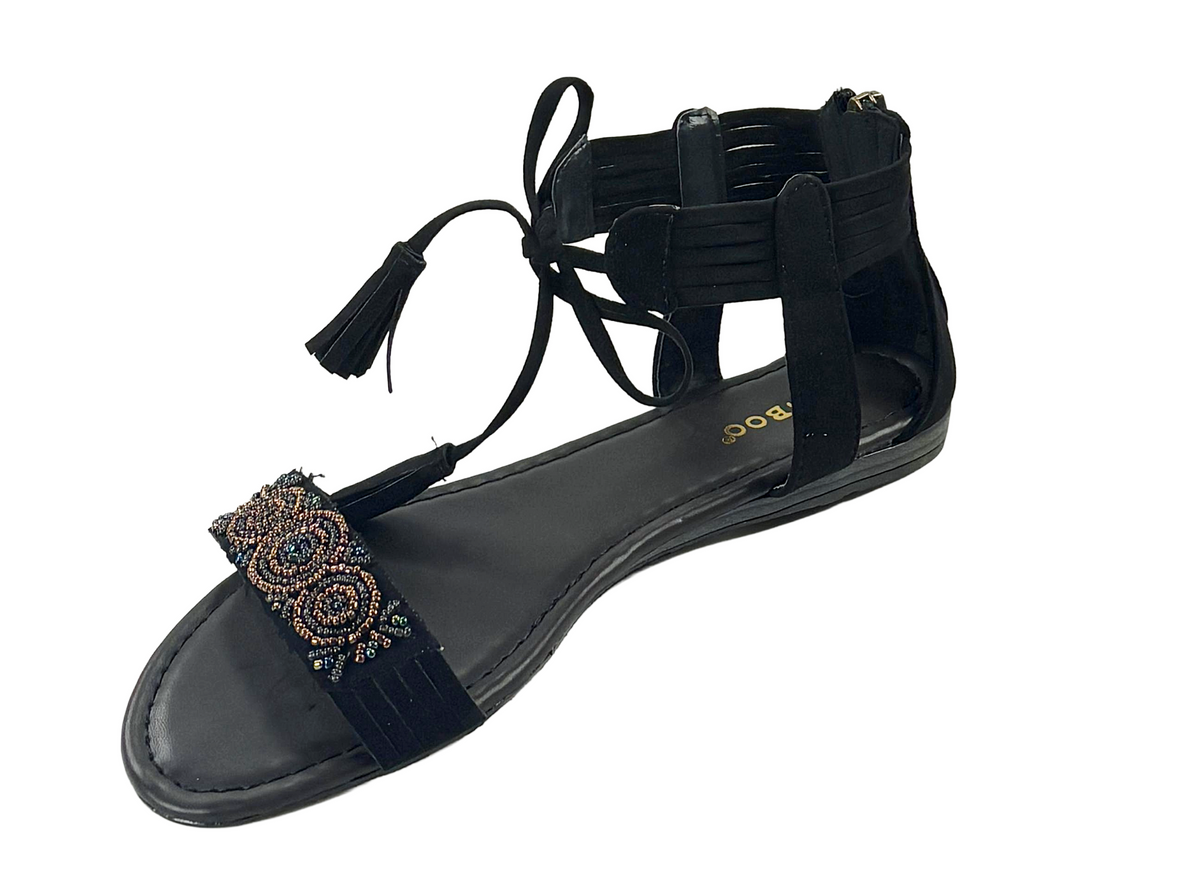 Bamboo Mason-34 Women’s Beaded Gladiator Flat Sandals