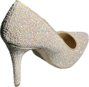 Qupid Milia-97 Pointy Toe Glitter Heels