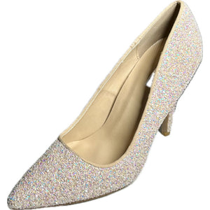 Qupid Milia-97 Pointy Toe Glitter Heels