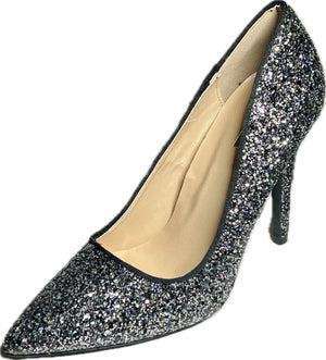 Qupid Milia-97 Pointy Toe Glitter Heels