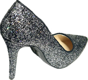 Qupid Milia-97 Pointy Toe Glitter Heels