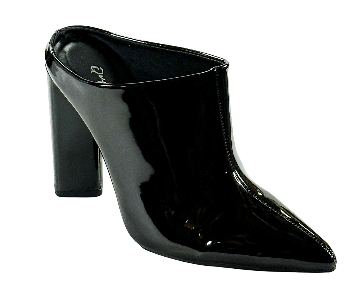 Qupid Miss-40 Women’s Patent Leather Mule Heels Pointed Toe