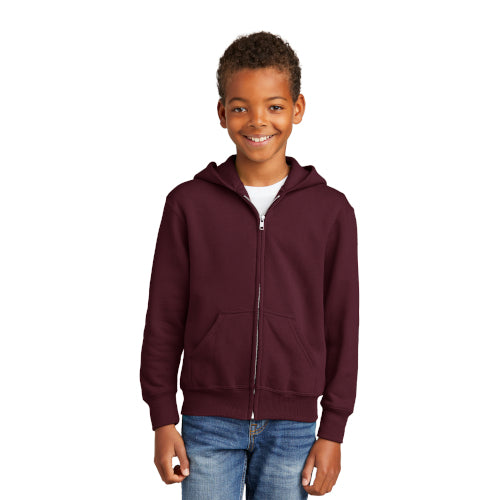 Port & Company - Youth Core Fleece Full-Zip Hooded Sweatshirt.  PC90YZH