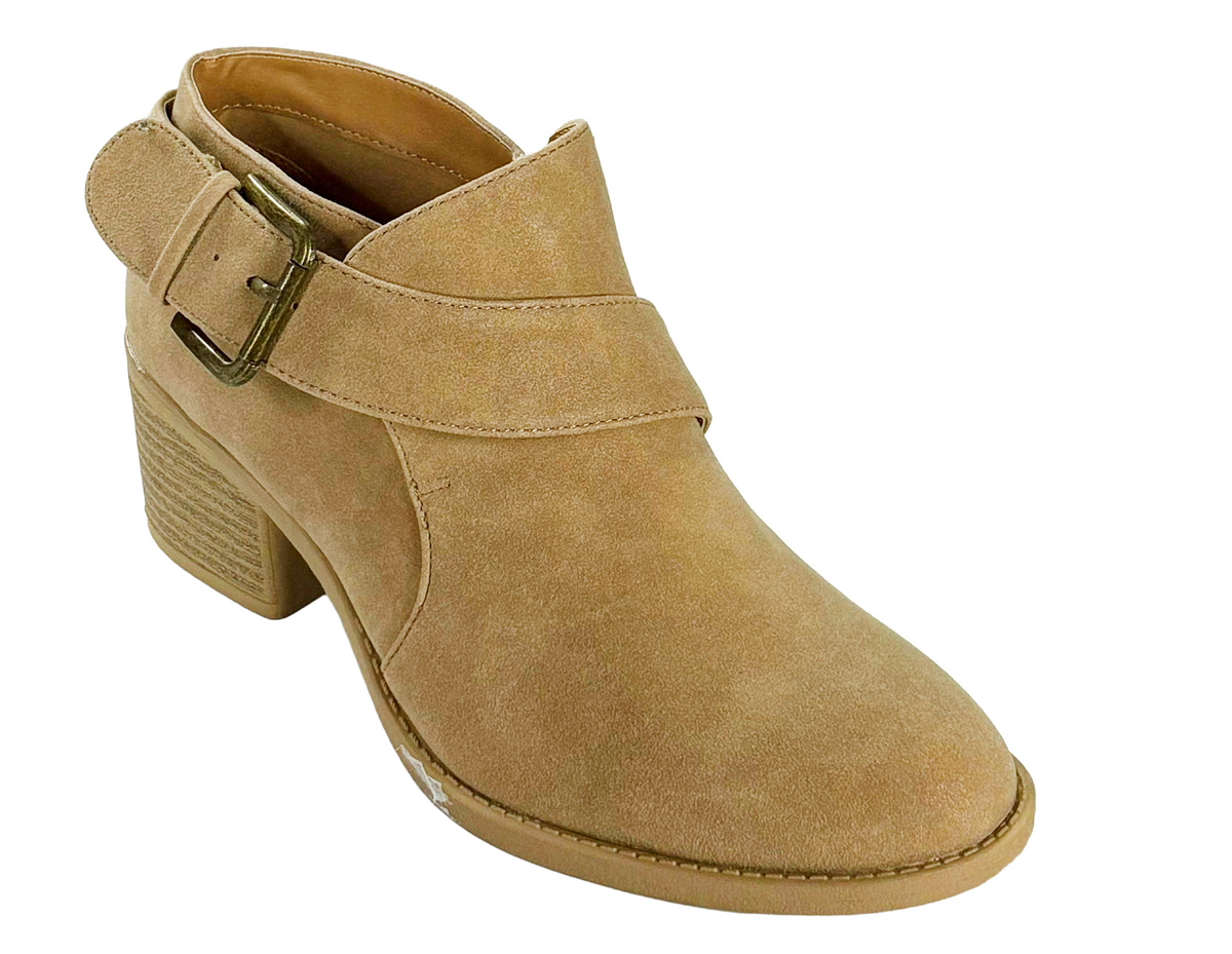 Qupid Philly-24 Women’s Buckle Strap Ankle Booties Low Heel