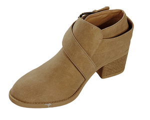 Qupid Philly-24 Women’s Buckle Strap Ankle Booties Low Heel