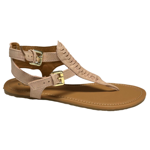 Qupid Archer-506 Fishtail Thong Sandal with Ankle Strap