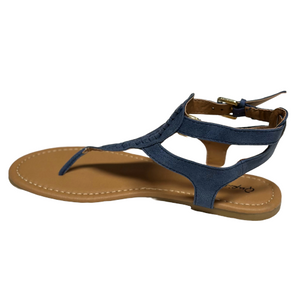 Qupid Archer-506 Fishtail Thong Sandal with Ankle Strap