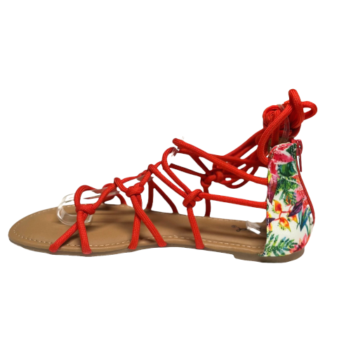 Qupid Lana-455 Strappy Wrap Around Open Toe Flat Sandal