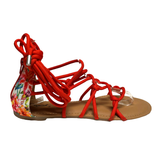 Qupid Lana-455 Strappy Wrap Around Open Toe Flat Sandal