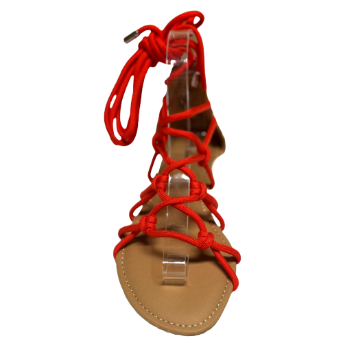 Qupid Lana-455 Strappy Wrap Around Open Toe Flat Sandal