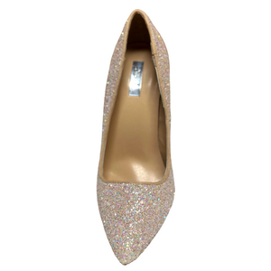 Qupid Milia-97 Pointy Toe Glitter Heels