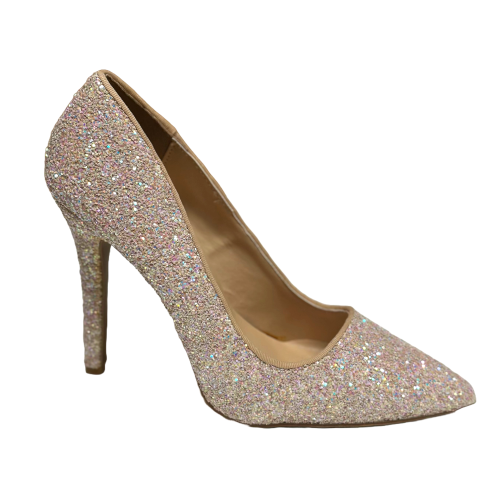 Qupid Milia-97 Pointy Toe Glitter Heels