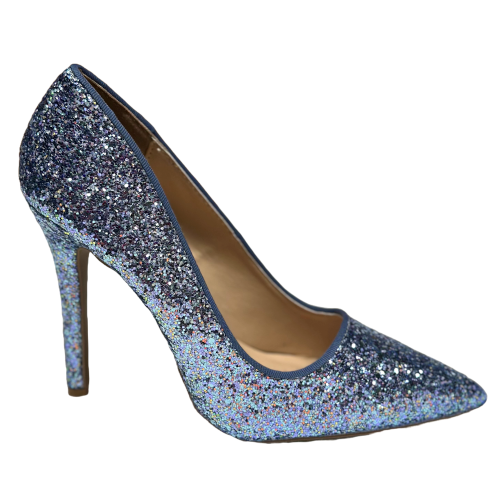 Qupid Milia-97 Pointy Toe Glitter Heels