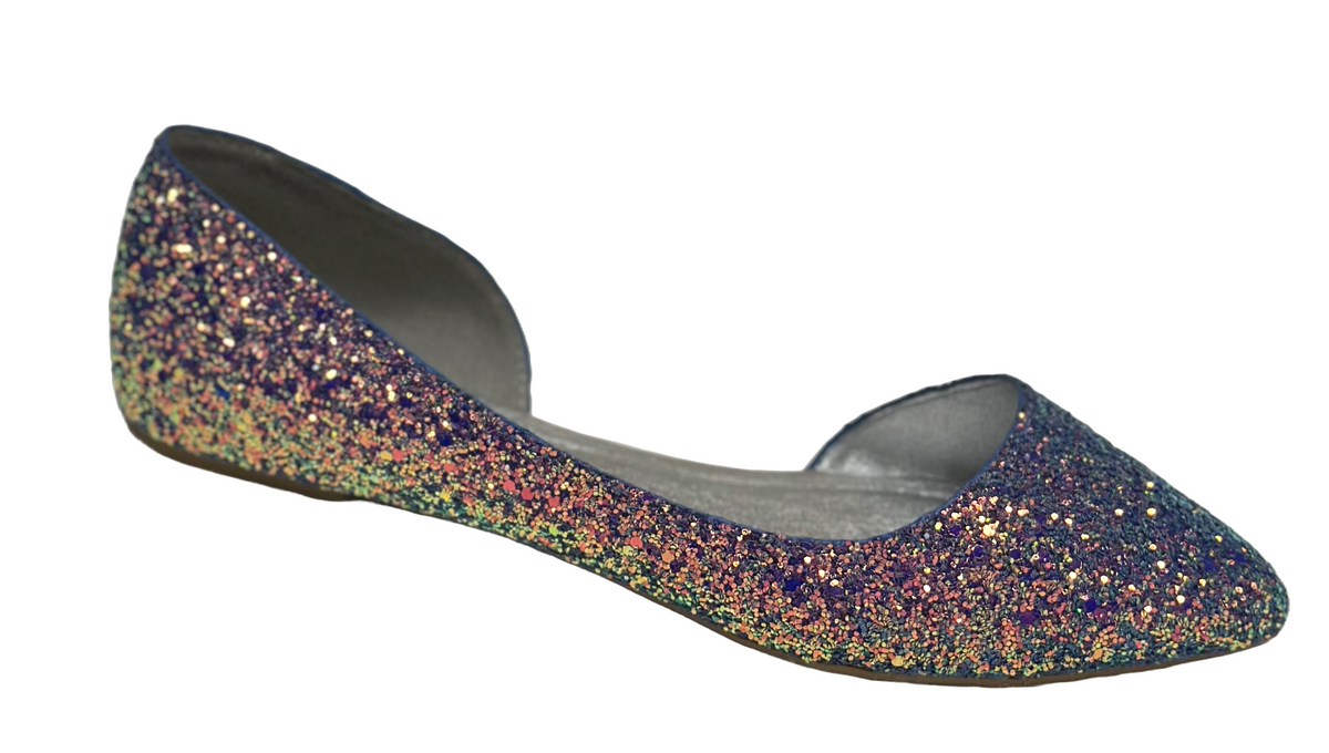 Qupid Pika-159 D'osray Pointy Toe Glitter Flat Pump