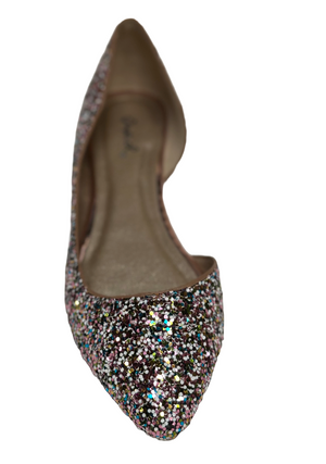 Qupid Pika-159 D'osray Pointy Toe Glitter Flat Pump