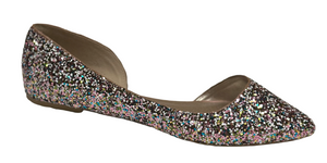 Qupid Pika-159 D'osray Pointy Toe Glitter Flat Pump