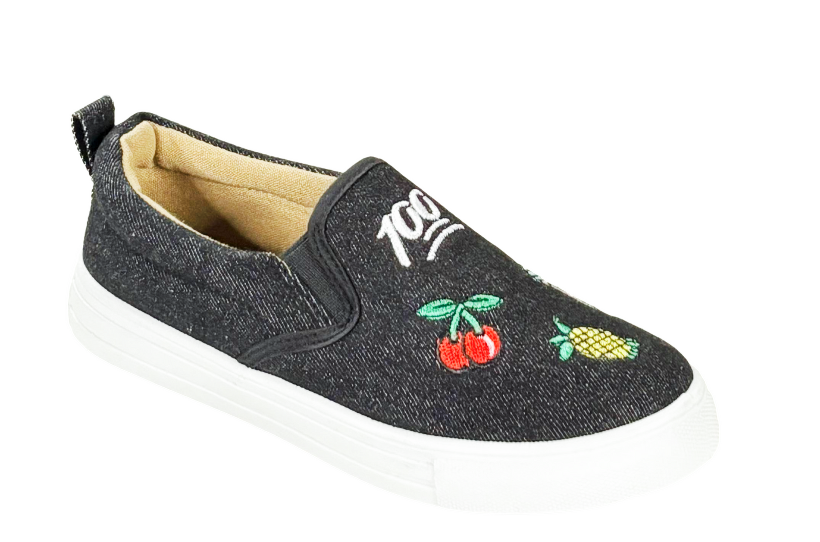 Qupid Reba-155B Slip-On Sneakers Embroidered Casual Shoes