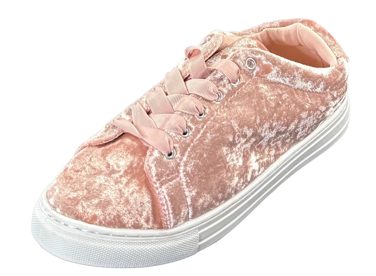 Qupid Reba-161C Women’s Velvet Lace-Up Fashion Sneakers