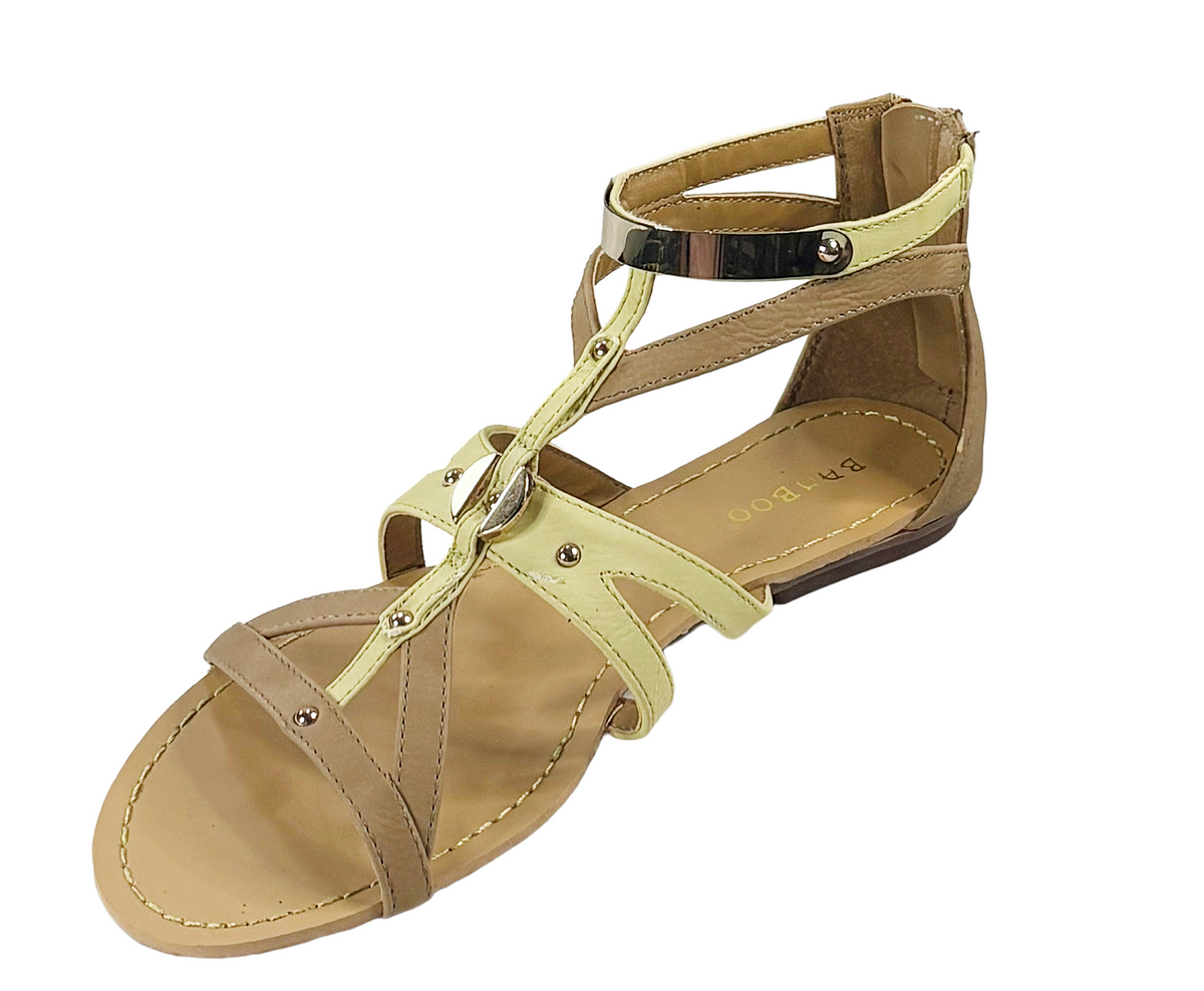 Bamboo Selene-02 Women’s Strappy Flat Sandals with Back Zipper