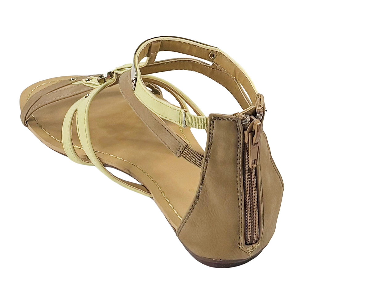 Bamboo Selene-02 Women’s Strappy Flat Sandals with Back Zipper