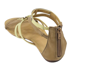 Bamboo Selene-02 Women’s Strappy Flat Sandals with Back Zipper