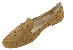 Qupid Shore-01 Women’s Laser Cut Scalloped Ballet Flats